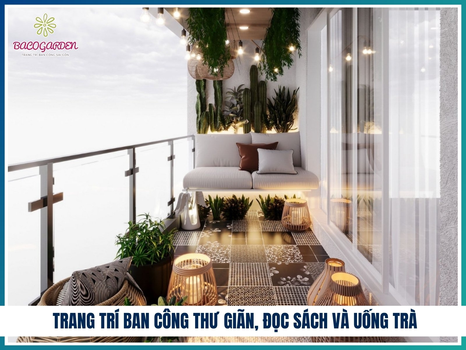 Ban cong thu gian doc sach va uong tra