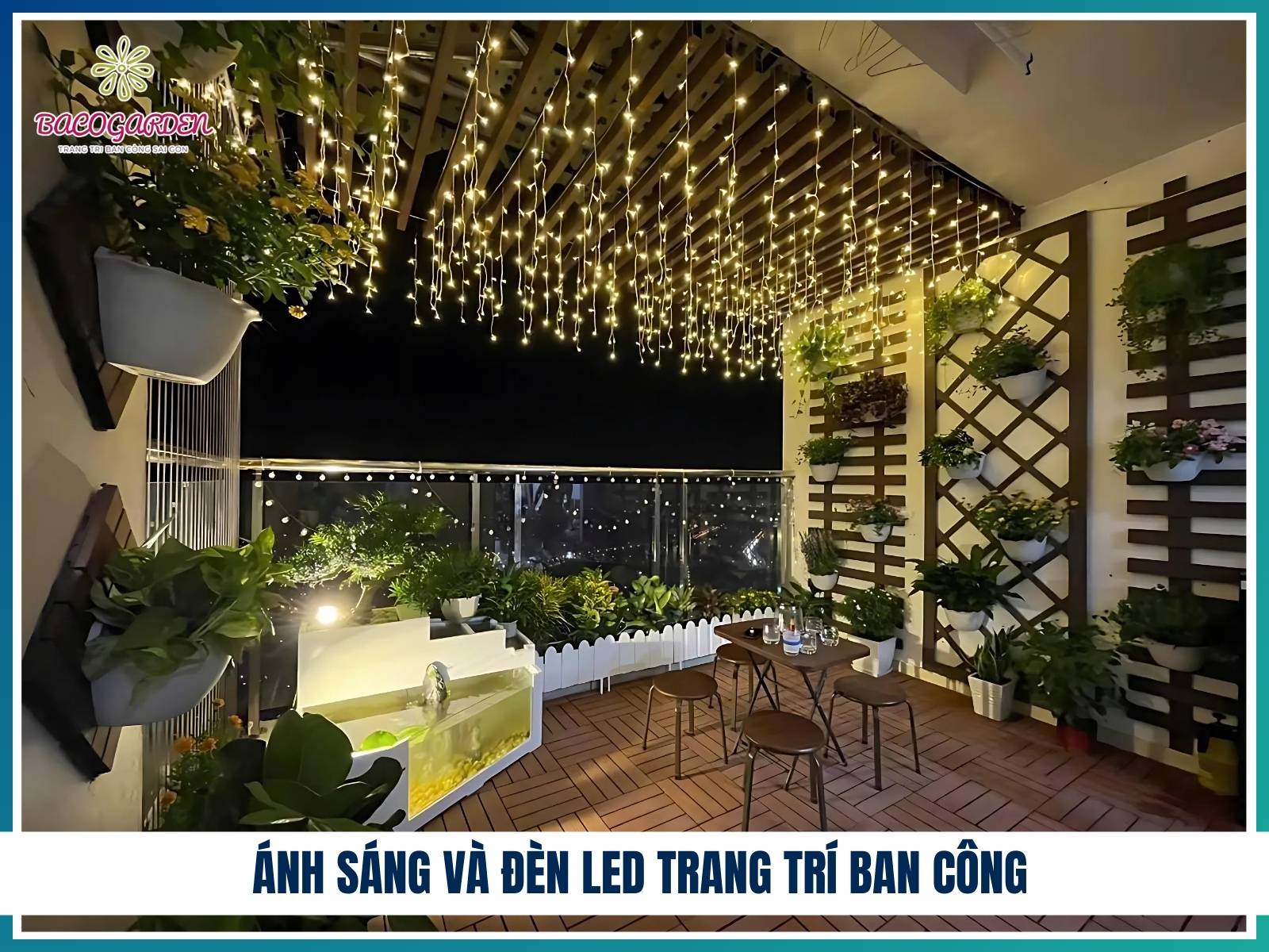 Anh sang va den led trang tri ban cong