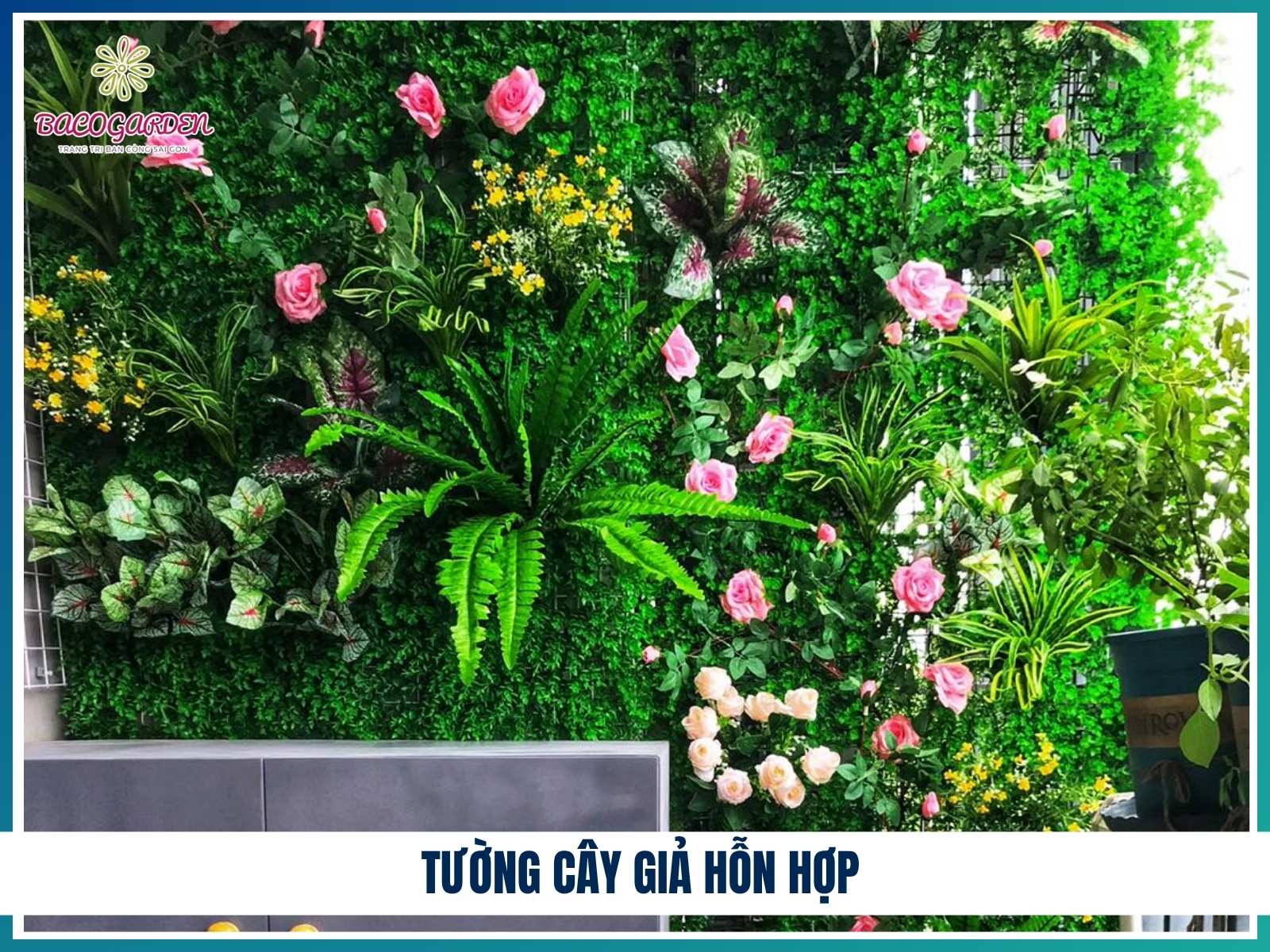 Tường cây giả hỗn hợp