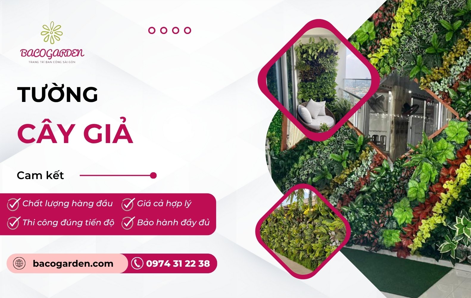 Tường cây giả - Trang trí không gian XANH MÁT nhà ở văn phòng