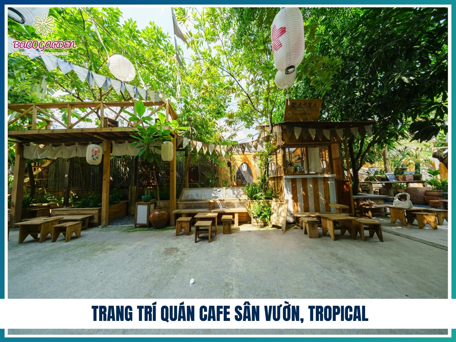 Trang tri quan cafe san vuon tropical