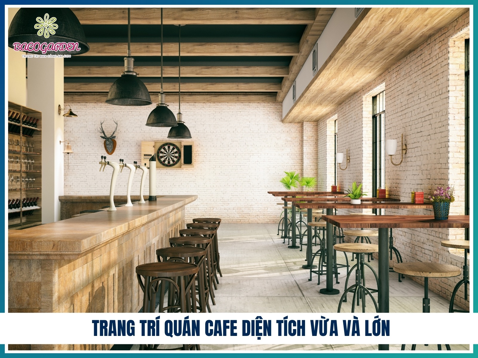 Trang tri quan cafe dien tich vua va lon