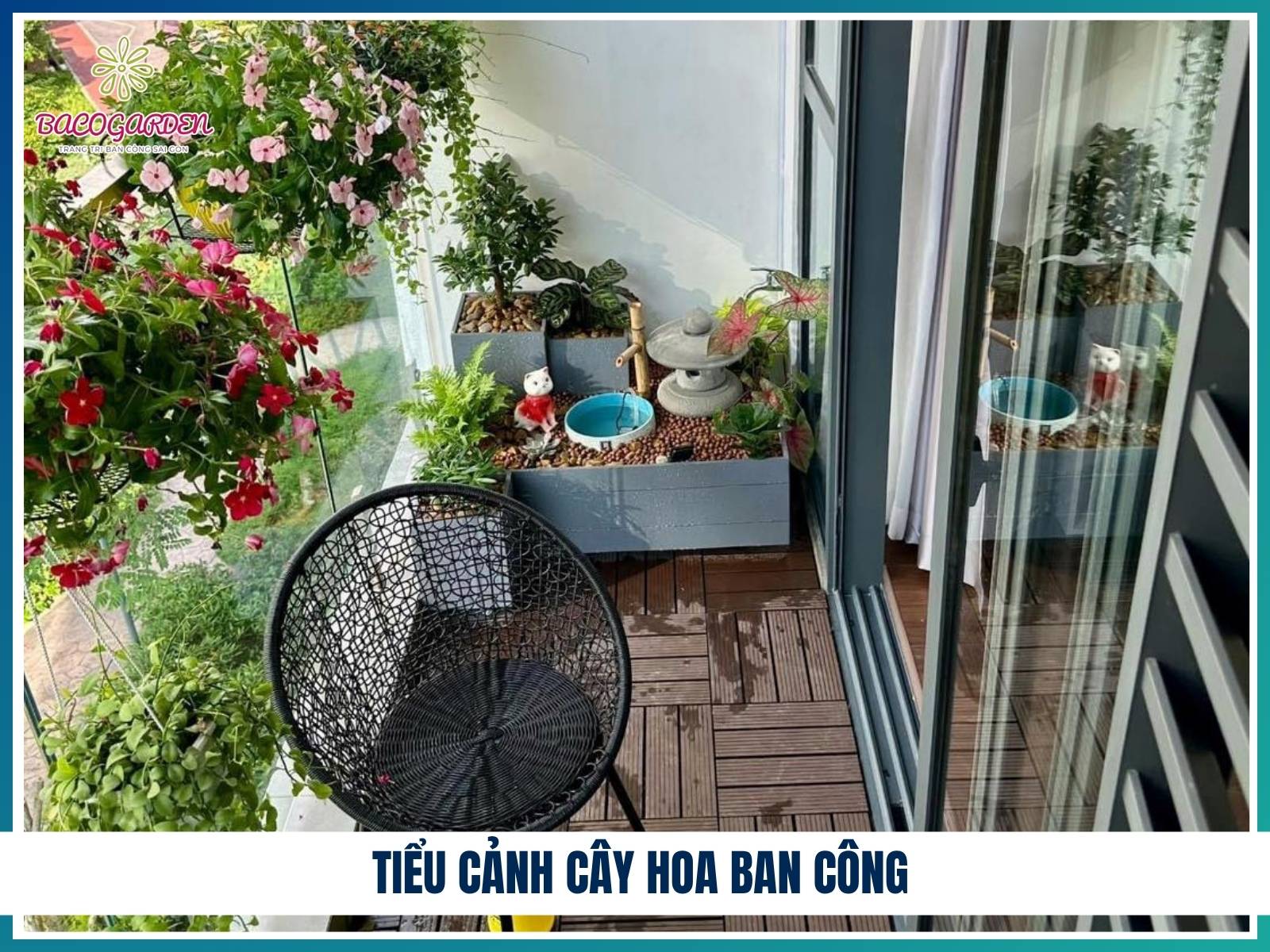 Tieu canh cay hoa ban cong