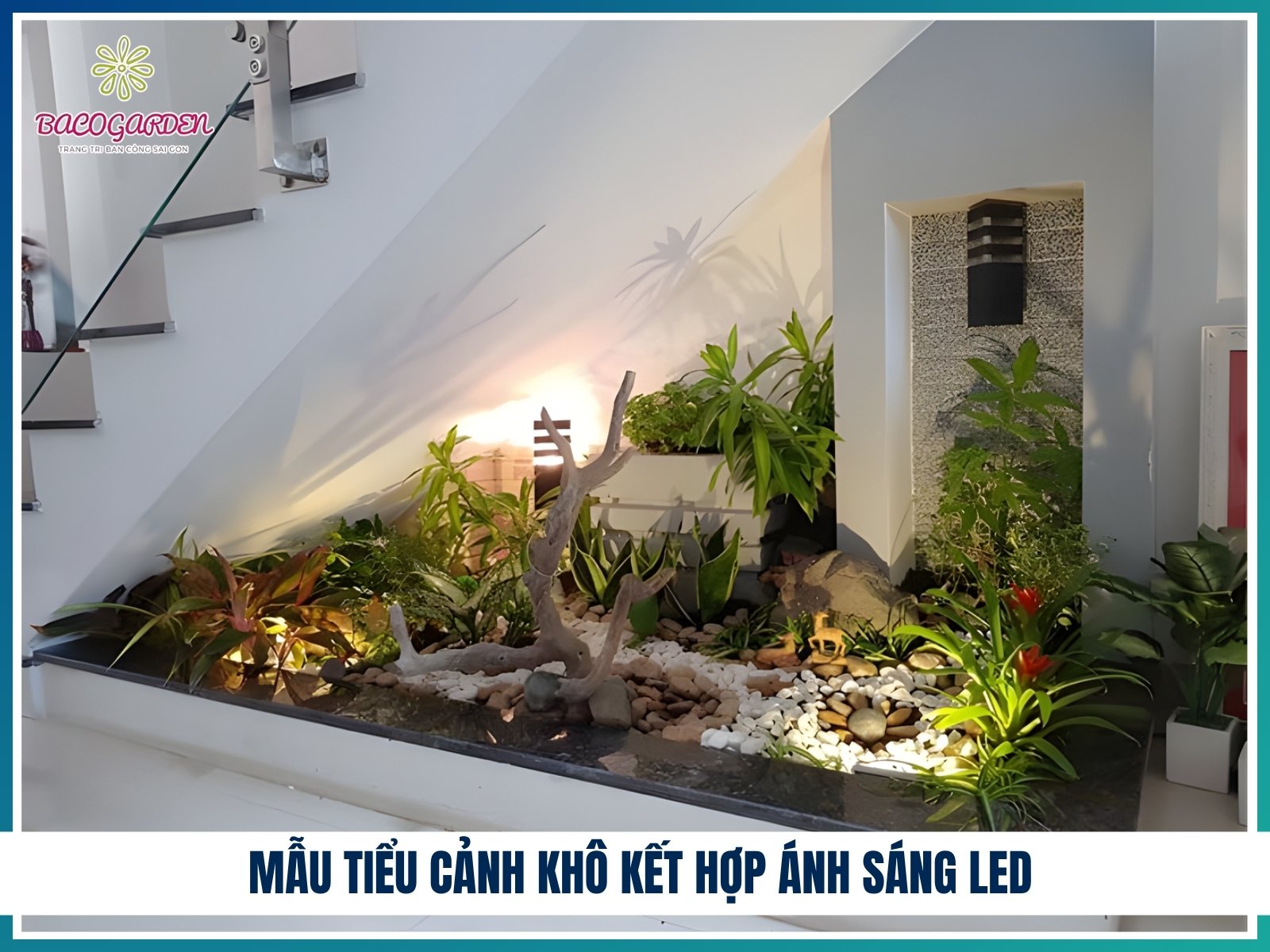 Mẫu tiểu cảnh khô kết hợp ánh sáng LED