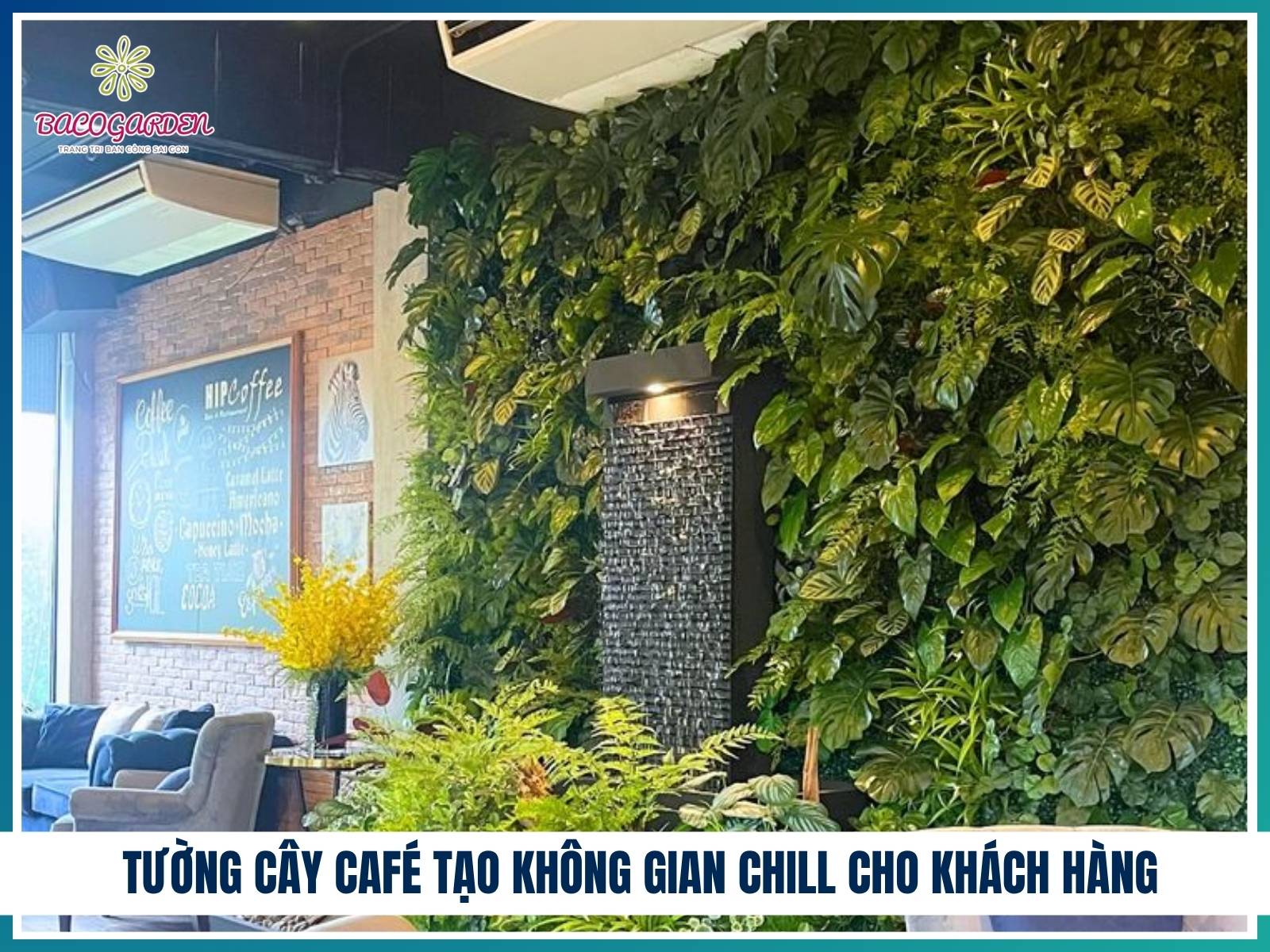 Tường cây café tạo không gian chill cho khách hàng