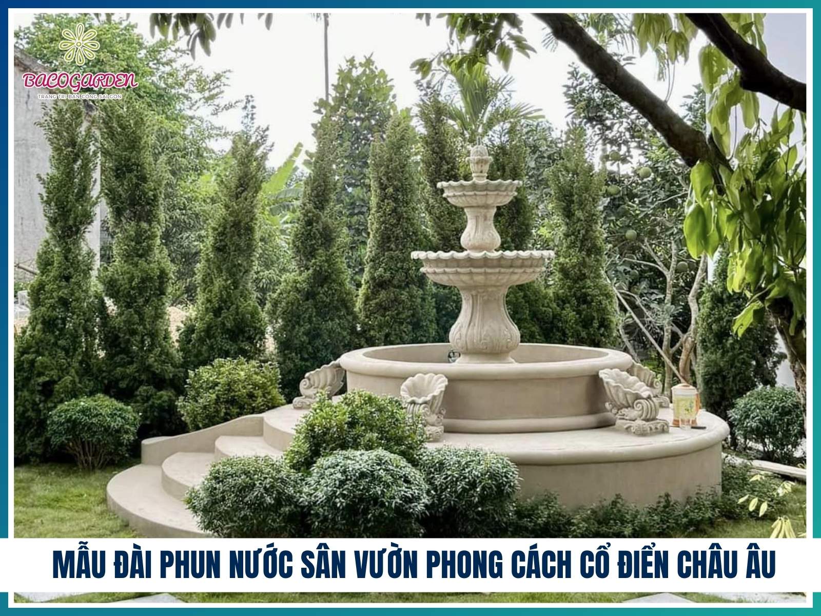 Mẫu đài phun nước sân vườn phong cách cổ điển Châu Âu