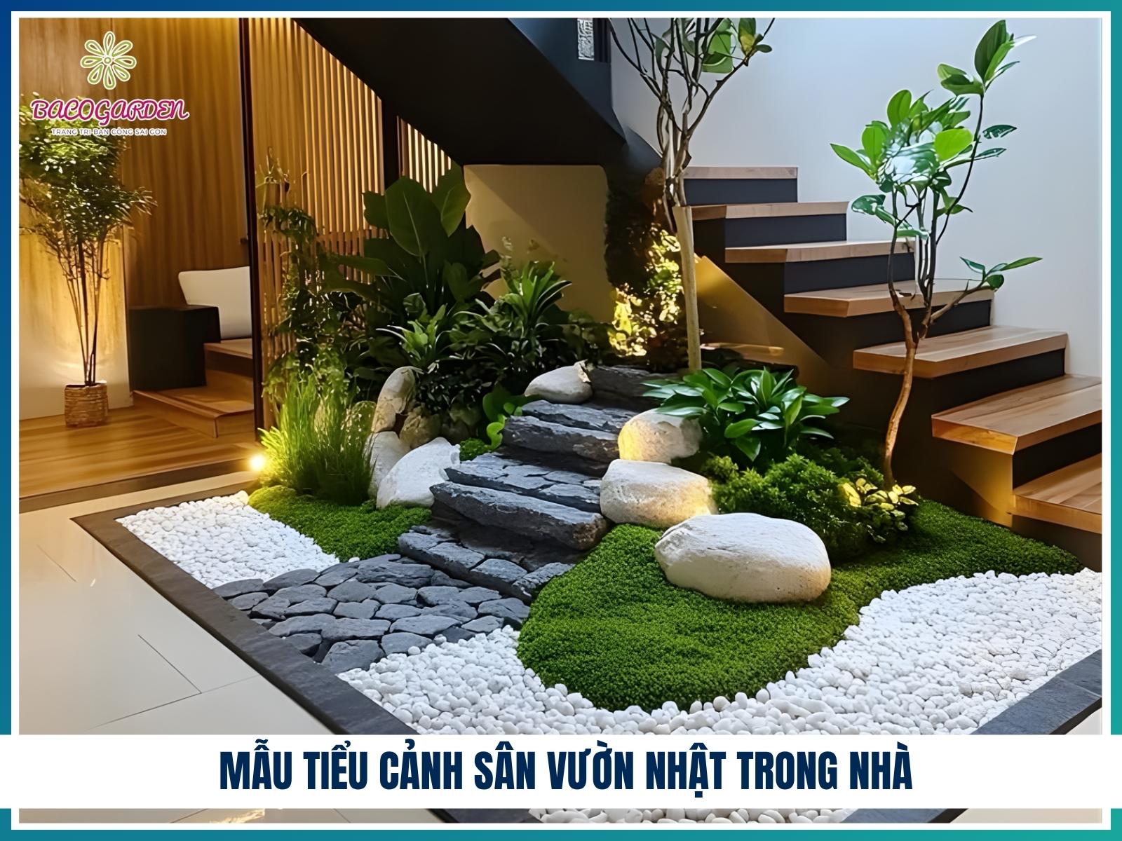 Mẫu tiểu cảnh sân vườn Nhật trong nhà