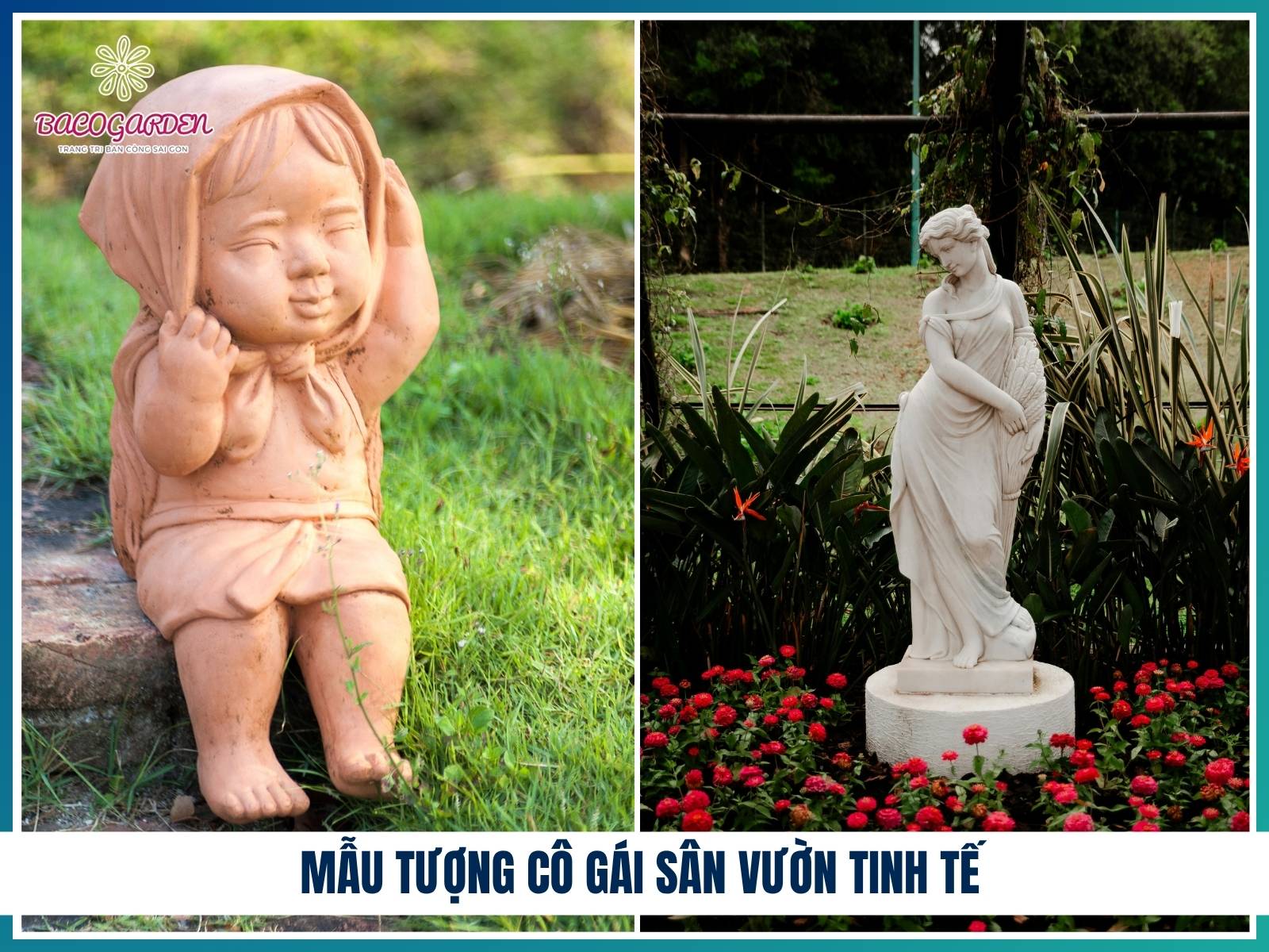 Mẫu tượng cô gái sân vườn tinh tế
