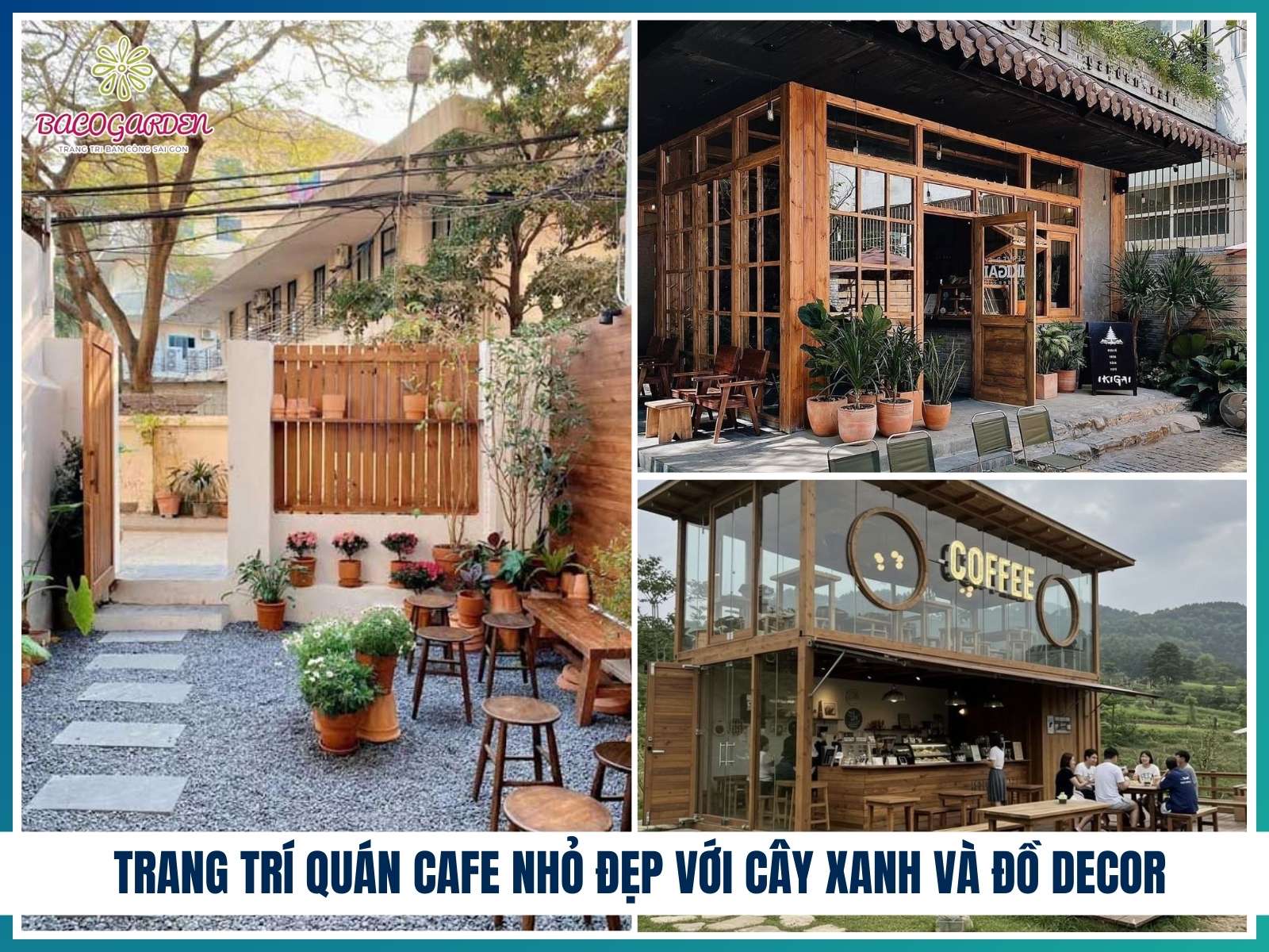 Trang trí quán cafe nhỏ đẹp với cây xanh và đồ decor