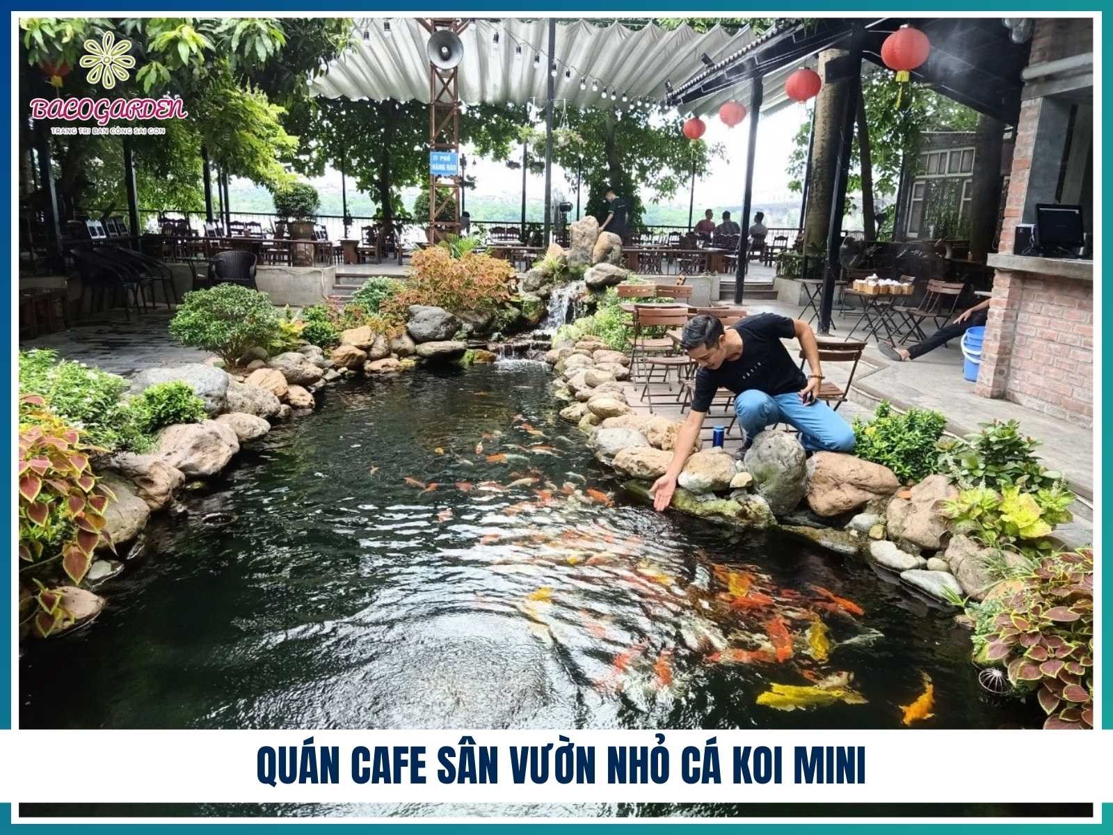Quán cafe sân vườn nhỏ cá koi mini