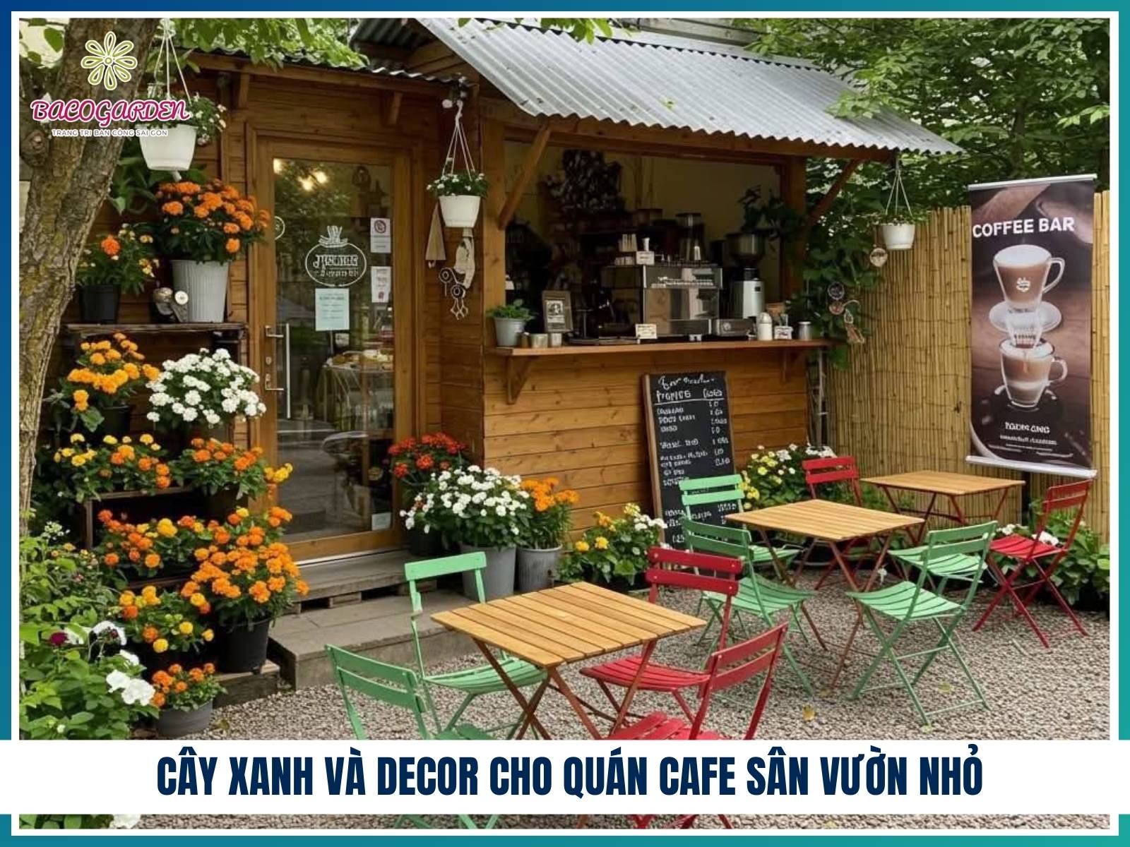 Cây xanh và decor cho quán cafe sân vườn nhỏ