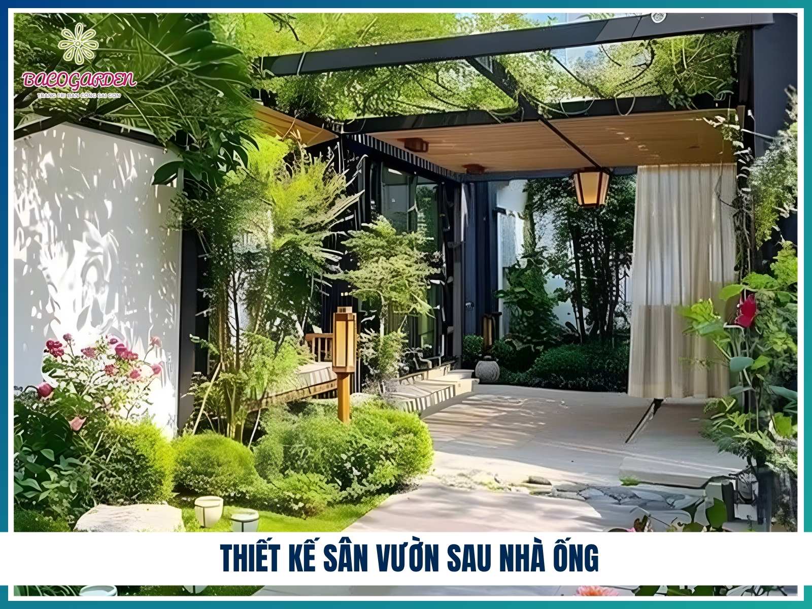Thiết kế sân vườn sau nhà ống