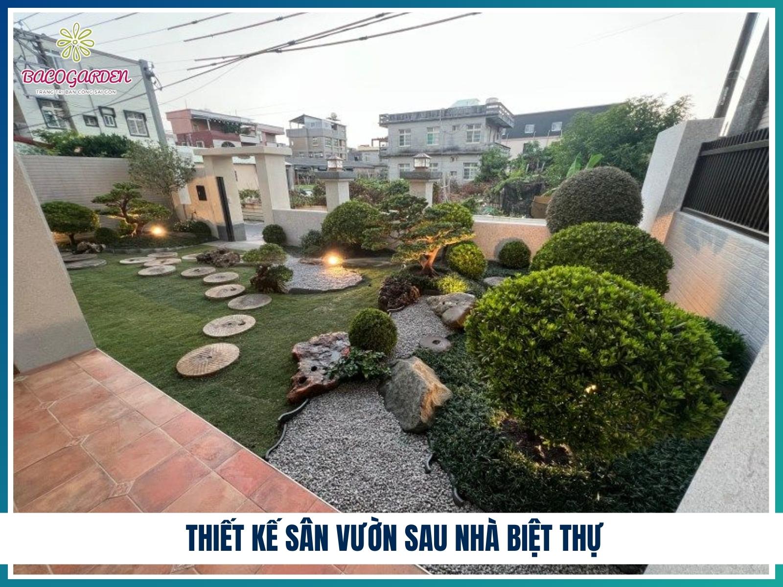 Thiết kế sân vườn sau nhà biệt thự