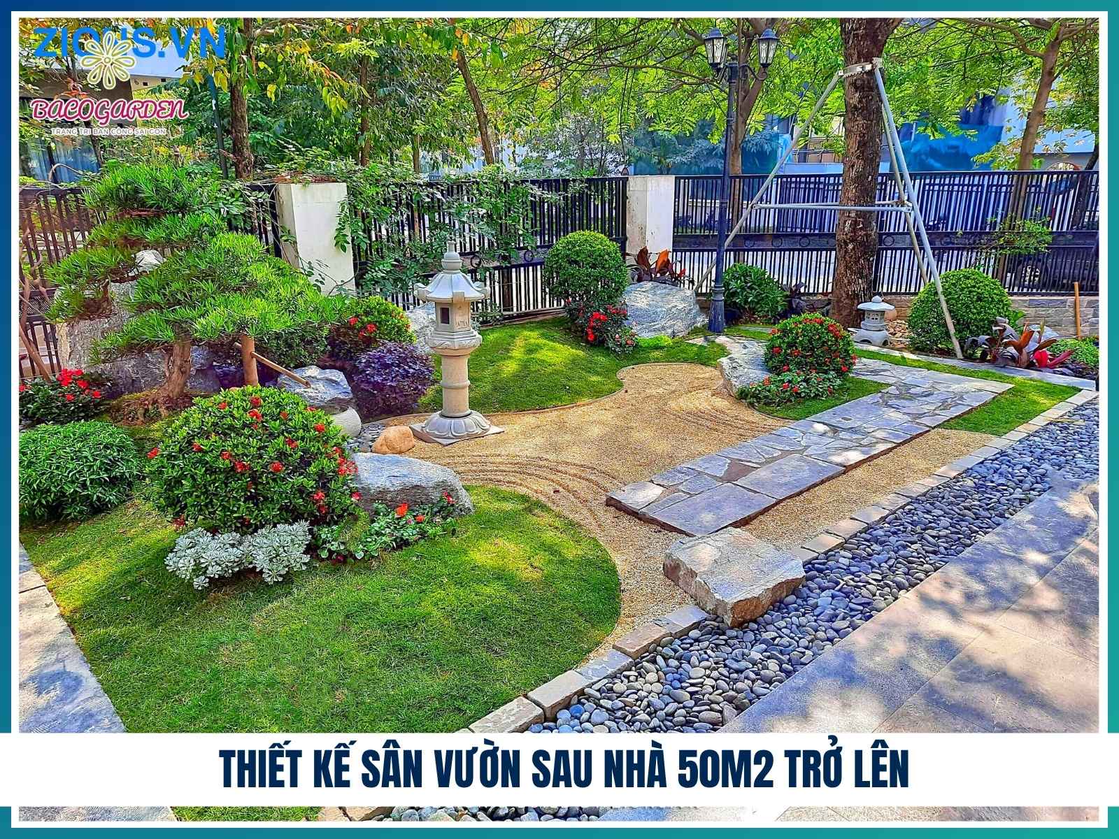 Sân vườn sau nhà 50m2 trở lên
