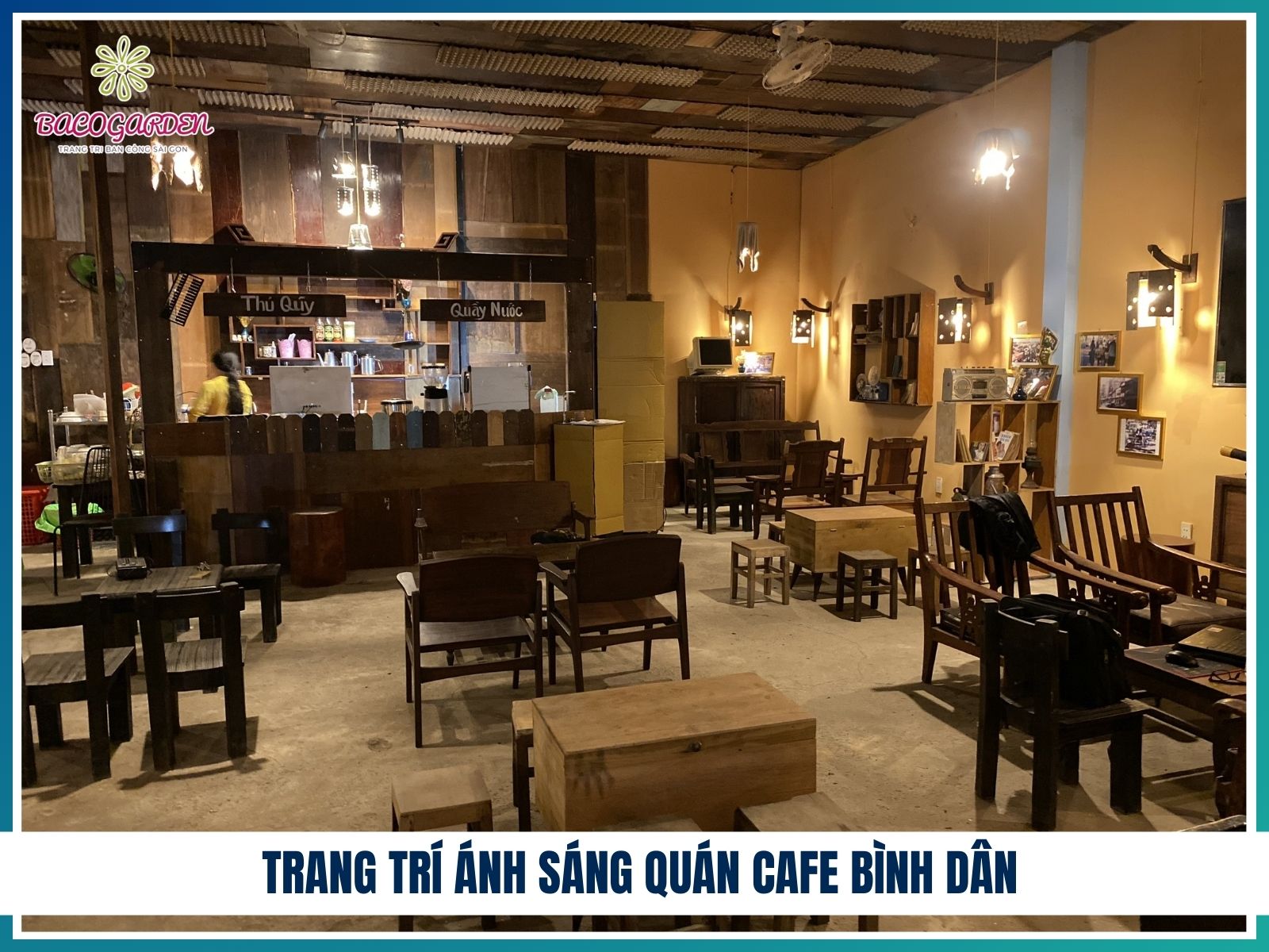 Trang trí ánh sáng quán cafe bình dân