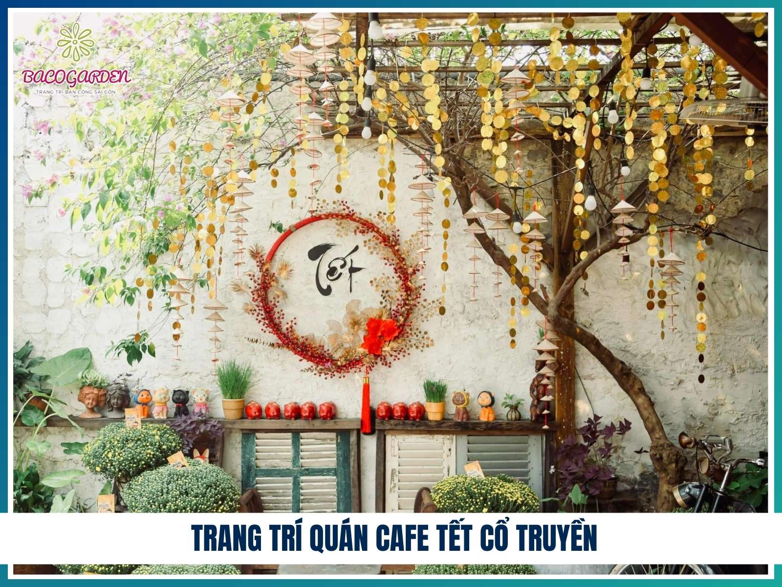 Trang trí quán cafe Tết cổ truyền
