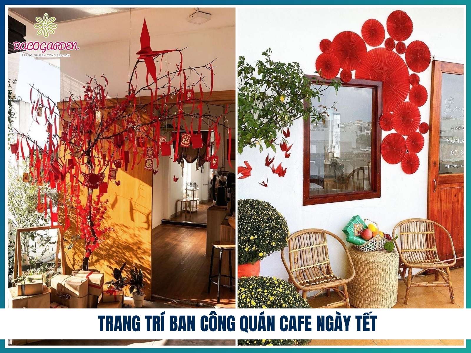 Trang trí ban công quán cafe ngày Tết