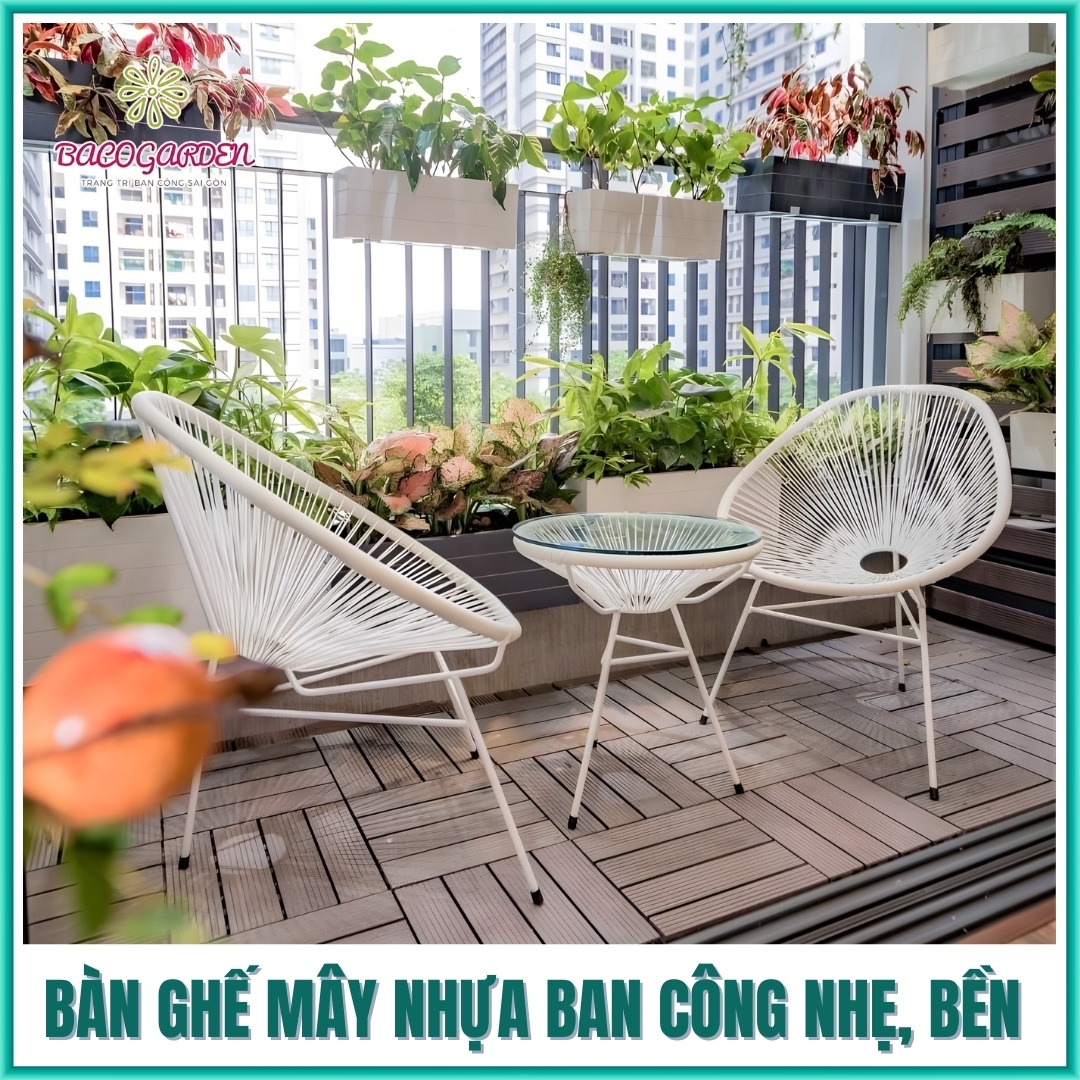 Bàn ghế mây nhựa ban công nhẹ, bền