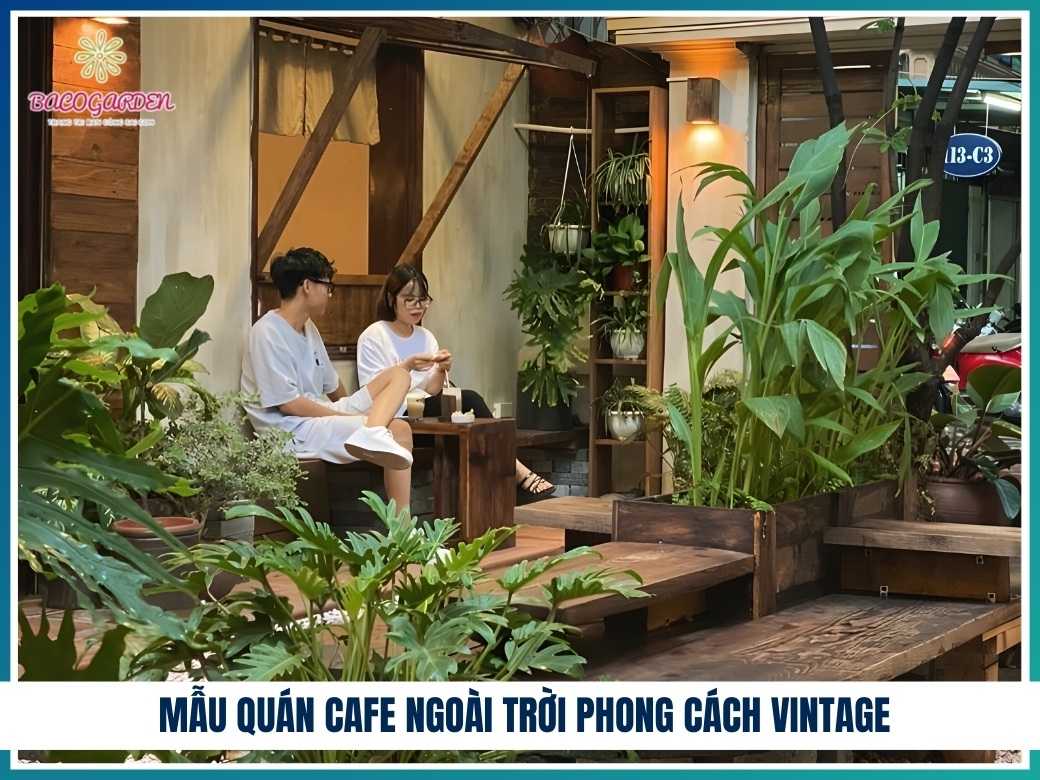 Mẫu quán cafe ngoài trời phong cách vintage