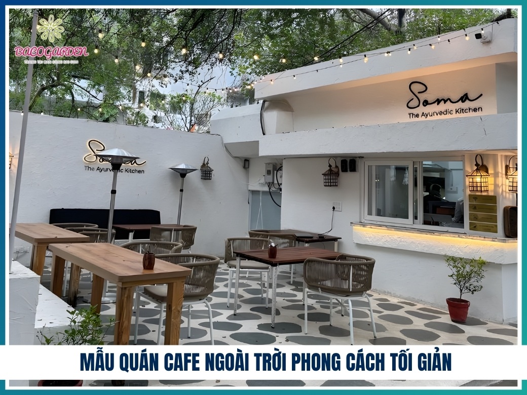 Mẫu quán cafe ngoài trời phong cách tối giản
