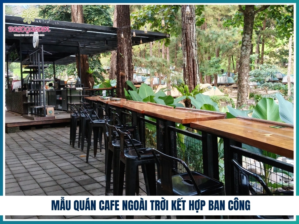 Mẫu quán cafe ngoài trời kết hợp ban công