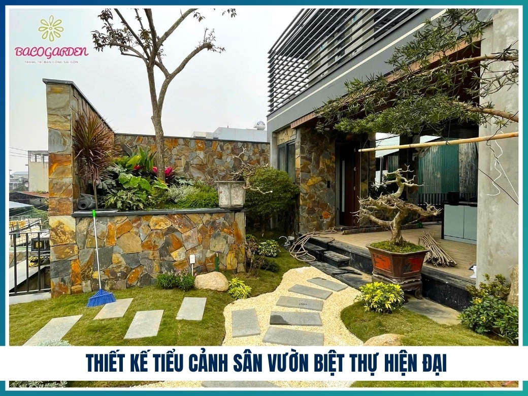 Thiết kế tiểu cảnh sân vườn biệt thự hiện đại
